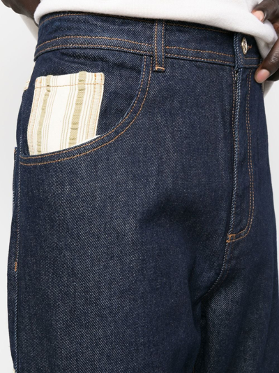 Shop Wales Bonner Patch-detail Wide-leg Jeans In Blau
