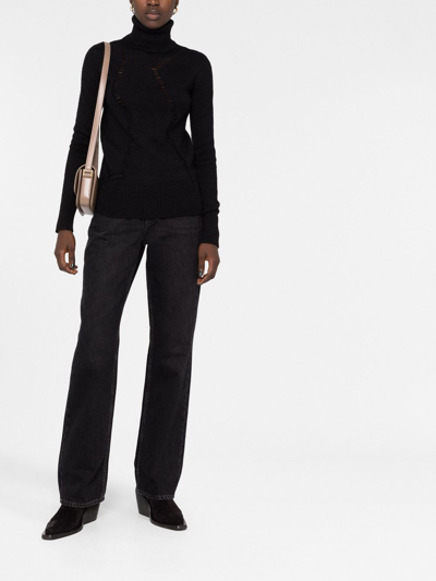 Shop Saint Laurent Cut-out Roll-neck Jumper In Schwarz