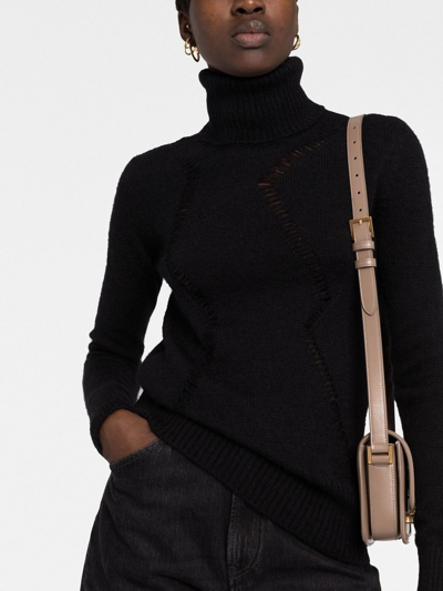 Saint Laurent Cut-out Roll-neck Jumper In Schwarz