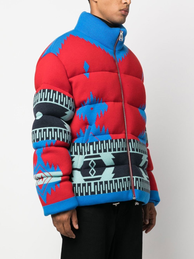 Shop Alanui Icon Jacquard Padded Jacket In Rot