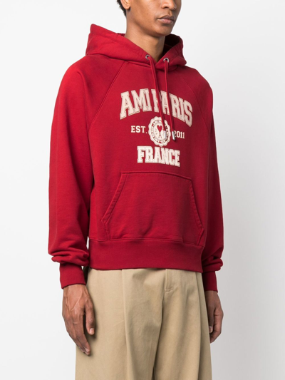 Shop Ami Alexandre Mattiussi Logo-print Hoodie In Rot