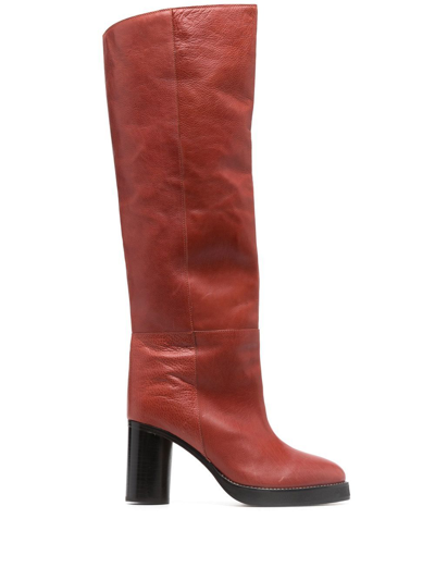 Shop Isabel Marant Leather Knee-high 85mm Boots In Braun