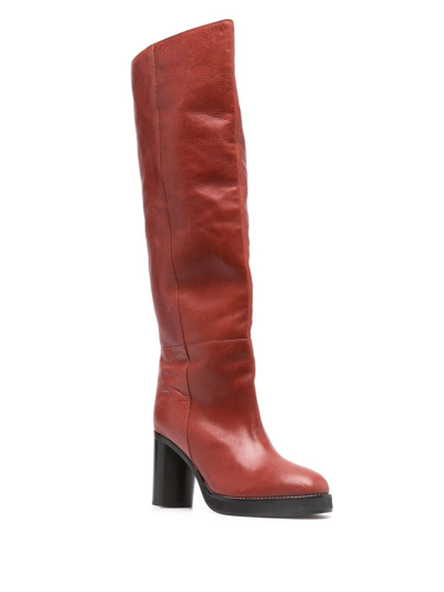 Shop Isabel Marant Leather Knee-high 85mm Boots In Braun
