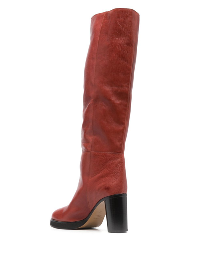 Shop Isabel Marant Leather Knee-high 85mm Boots In Braun