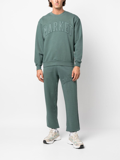 Market Oversized Fit Crew-neck Sweatshirt With Embossed Logo In Grün