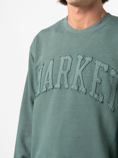 Market Oversized Fit Crew-neck Sweatshirt With Embossed Logo In Grün