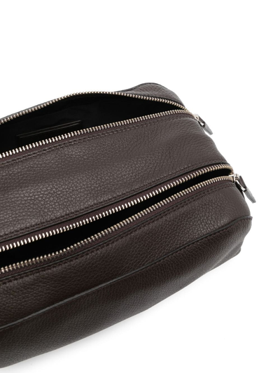 Orciani Grained-leather Double-zip Washbag In Braun