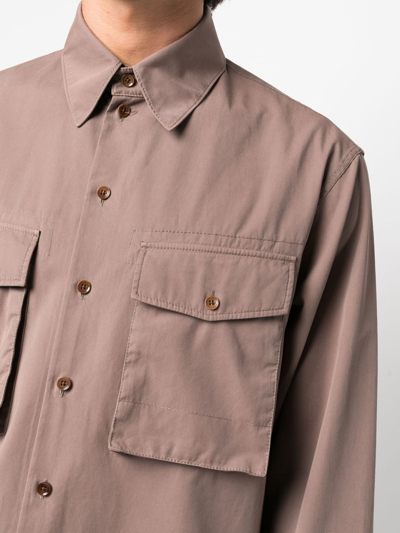 Shop Lemaire Chest-pocket Shirt In Braun