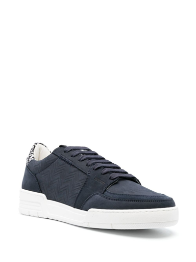 Shop Missoni Zigzag-trimmed Sneakers In Blau