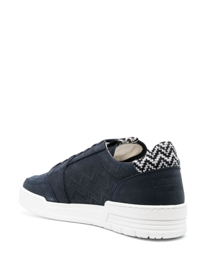 Shop Missoni Zigzag-trimmed Sneakers In Blau