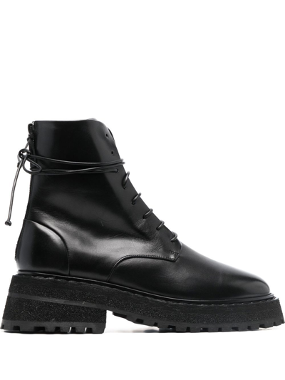 Shop Marsèll Lace-up Leather Ankle Boots In Schwarz
