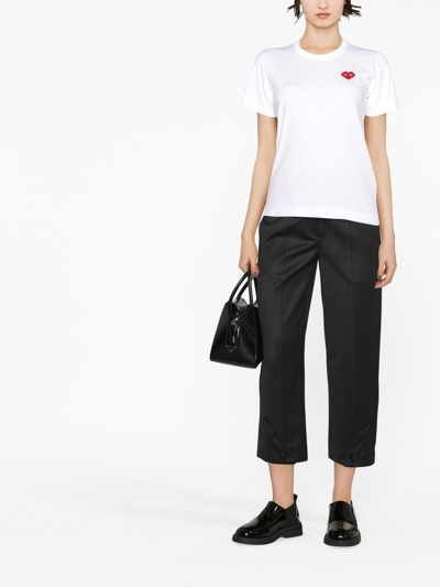 Comme Des Garçons Play Heart-logo Patch Cotton T-shirt In Weiss