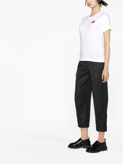 Comme Des Garçons Play Heart-logo Patch Cotton T-shirt In Weiss