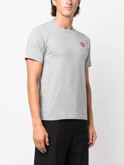 Shop Comme Des Garçons Play Logo-patch Cotton T-shirt In Grau