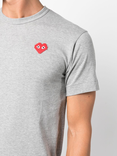 Shop Comme Des Garçons Play Logo-patch Cotton T-shirt In Grau
