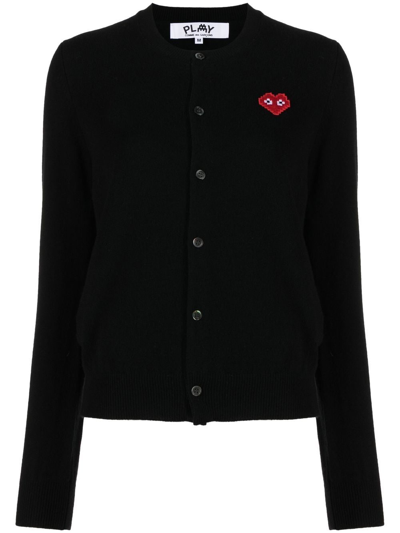 Shop Comme Des Garçons Play Logo-patch Cardigan In Schwarz