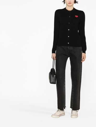 Shop Comme Des Garçons Play Logo-patch Cardigan In Schwarz