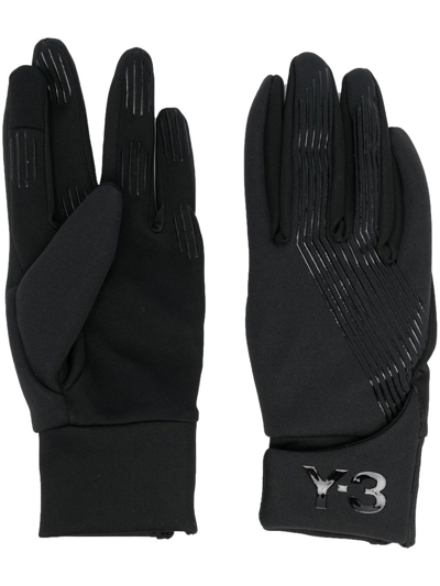 Y-3 Logo Print Gloves In Schwarz