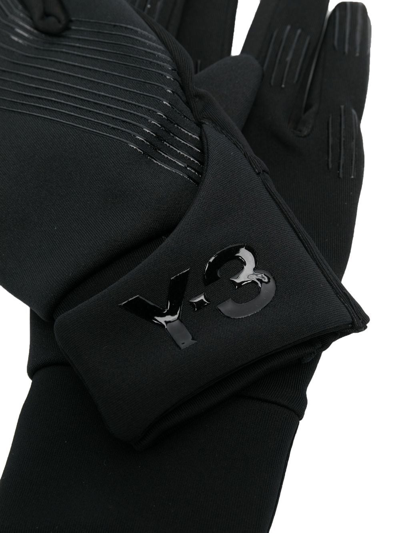 Y-3 Logo Print Gloves In Schwarz