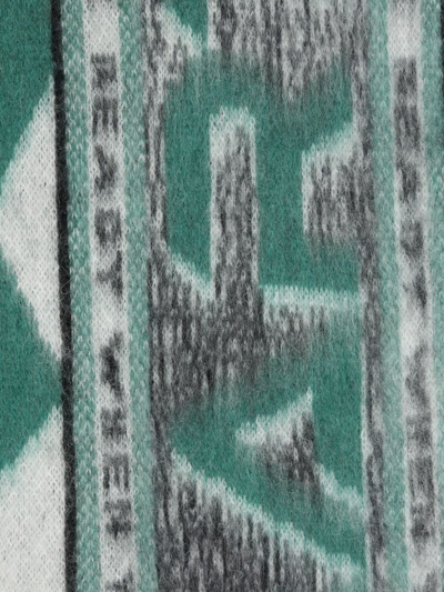 Shop Martine Rose Intarsia-knit Logo Scarf In Green