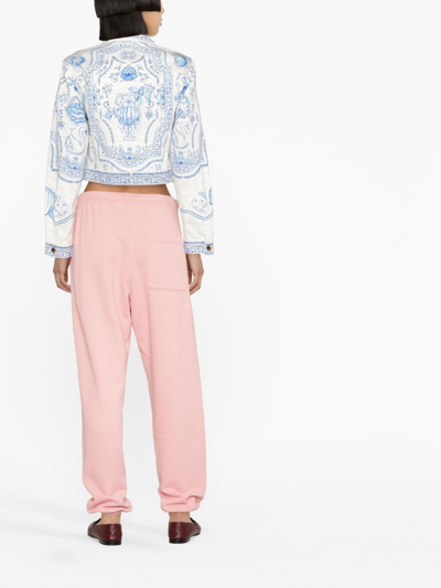 Shop Casablanca Tile-print Cropped Cotton Jacket In Weiss