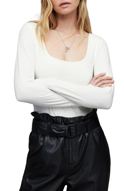 Allsaints Tamie Rib Bodysuit In Chalk White | ModeSens