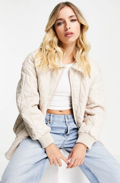 ASOS DESIGN FAUX LEATHER BOMBER JACKET 