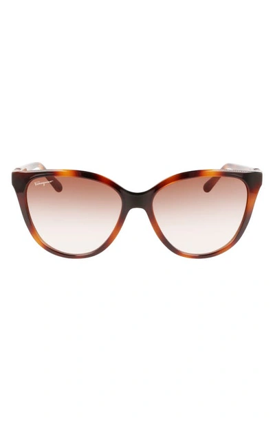 Ferragamo Gancini Injection Plastic Cat-eye Sunglasses In Tortoise