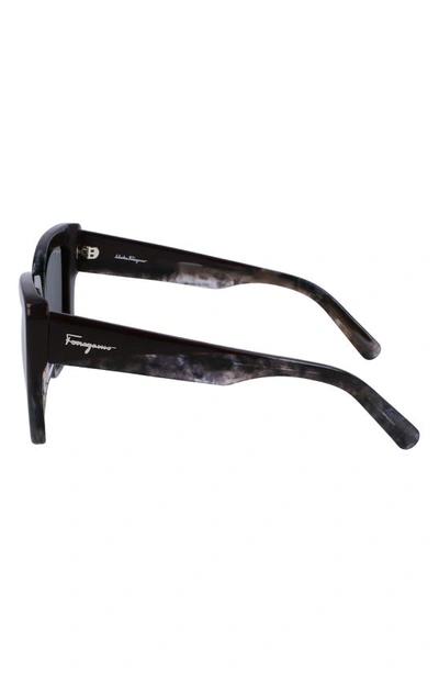 Shop Ferragamo 55mm Gradient Rectangular Sunglasses In Grey Marble/ Bordeaux