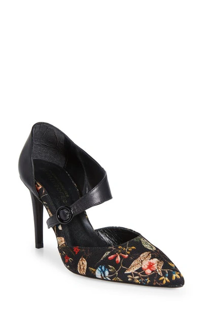 Shop Beautiisoles Sara Pointed Toe Pump In Flowery Fabric / Leather