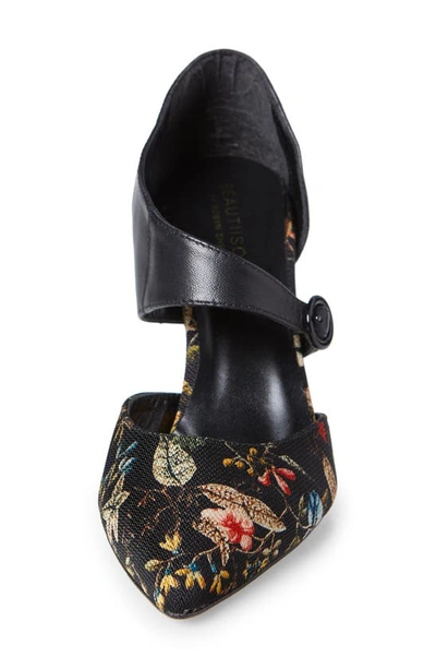 Beautiisoles Sara Pointed Toe Pump In Flowery Fabric / Leather