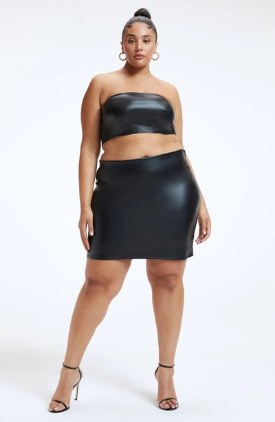 Shop Good American Better Than Leather Faux Leather Miniskirt In Black001