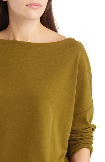 Shop Allsaints Rita Oversize One-shoulder Long Sleeve T-shirt In Olive Branch Green