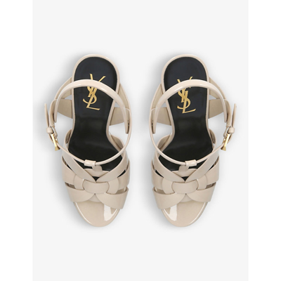 Shop Saint Laurent Women's Blush Tribute Patent Leather Platform Sandals