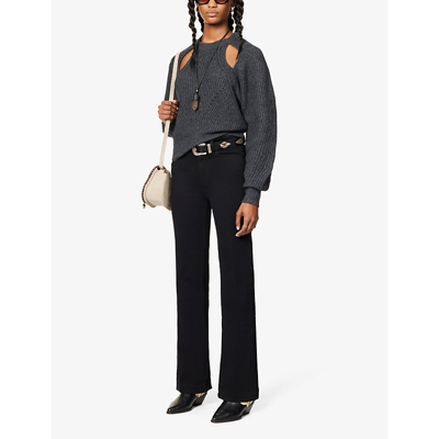 Paige High Rise Ankle Length Leenah Jeans - Black Velvet Corduroy In Black Shadow