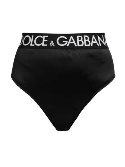 Shop Dolce & Gabbana Women's Logo High-waisted Bikini-cut Brief In Black