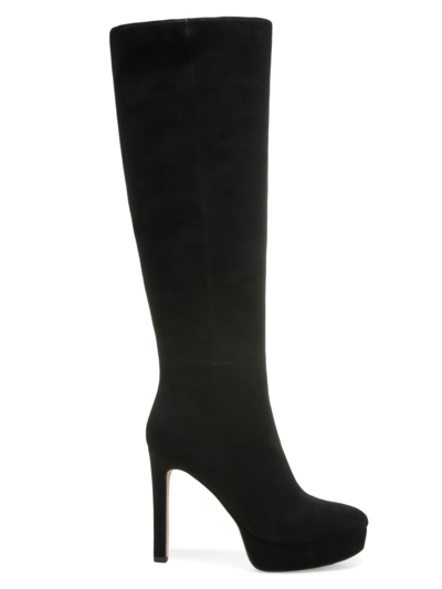Shop Veronica Beard Women's Dali Suede High-heel Boots In Black