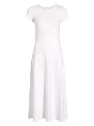 Shop Another Tomorrow Women's Short-sleeve Jersey Midi-dress In White