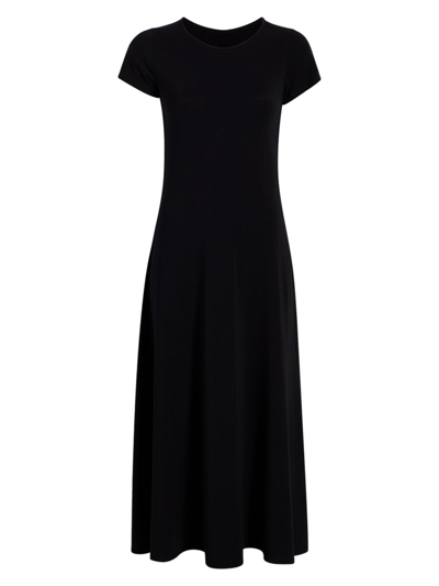 Shop Another Tomorrow Women's Short-sleeve Jersey Midi-dress In Black