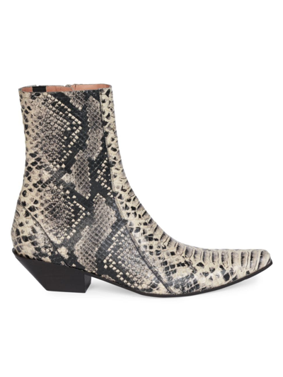 Shop Acne Studios Women's Bestern Snake-embossed Leather Ankle Boots In Multi Beige