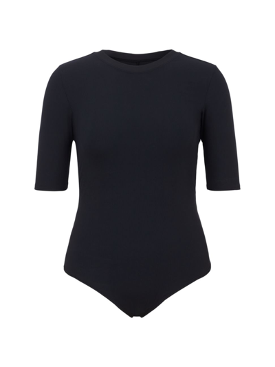 Shop Spanx Women's Suit Yourself Rib-knit Bodysuit In Classic Black