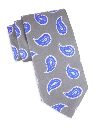 Shop Charvet Men's Paisley Woven Silk Tie In Silver Blue
