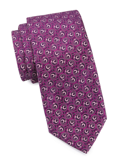 Shop Charvet Men's Neat Swirl Bean Silk Tie In Purple Pink