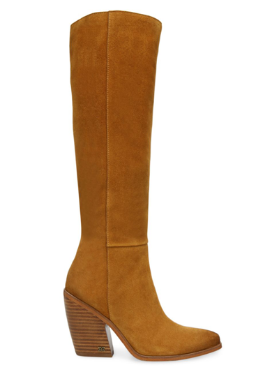 Shop Sam Edelman Women's Annabel Suede Knee-length Boots In Chestnut