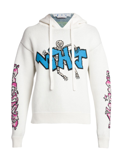Shop Off-white Men's Graff Pupp Hooded Knit Sweater In Off White