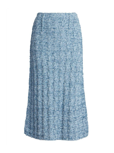 Shop Maison Margiela Women's Textured Midi-skirt In Light Blue