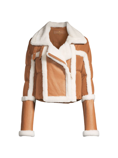 Shop Nicole Benisti Women's Montana Cropped Shearling Puffer Jacket In Rust