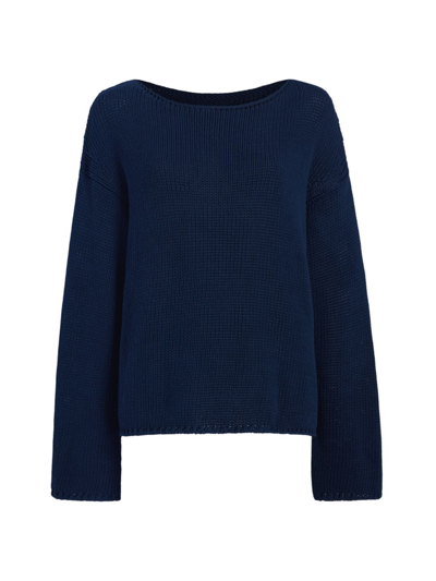 Shop Another Tomorrow Women's Draped Knit Sweater In Navy