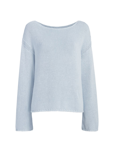 Shop Another Tomorrow Women's Draped Knit Sweater In Dusty Blue