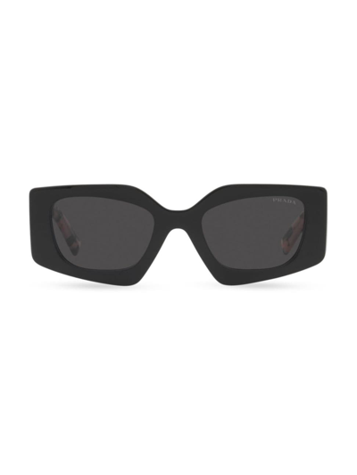 Shop Prada Men's 51mm Rectangular Acetate Sunglasses In Black